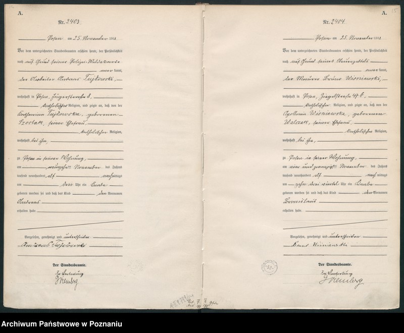 Obraz 11 z jednostki "Księga miejscowa urodzeń tom VI [Rejestr główny urodzeń]"