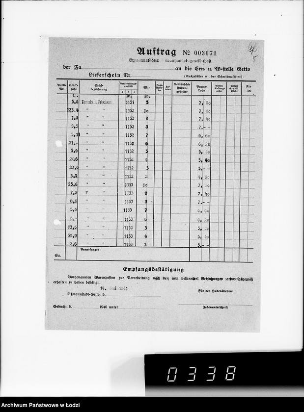 Obraz 9 z jednostki "Aufträge Litzm. Warenhandelsgesellschaft"