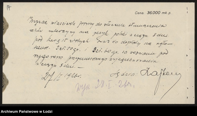 Obraz 19 z jednostki "Henoch Goldstein – sprzedaż drzewa. Zgierz"