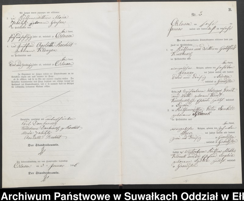 image.from.unit.number "Heiraths-Neben-Register des Preussischen Standes-Amtes Orlowen Kreis Loetzen für das Jahr 1886"