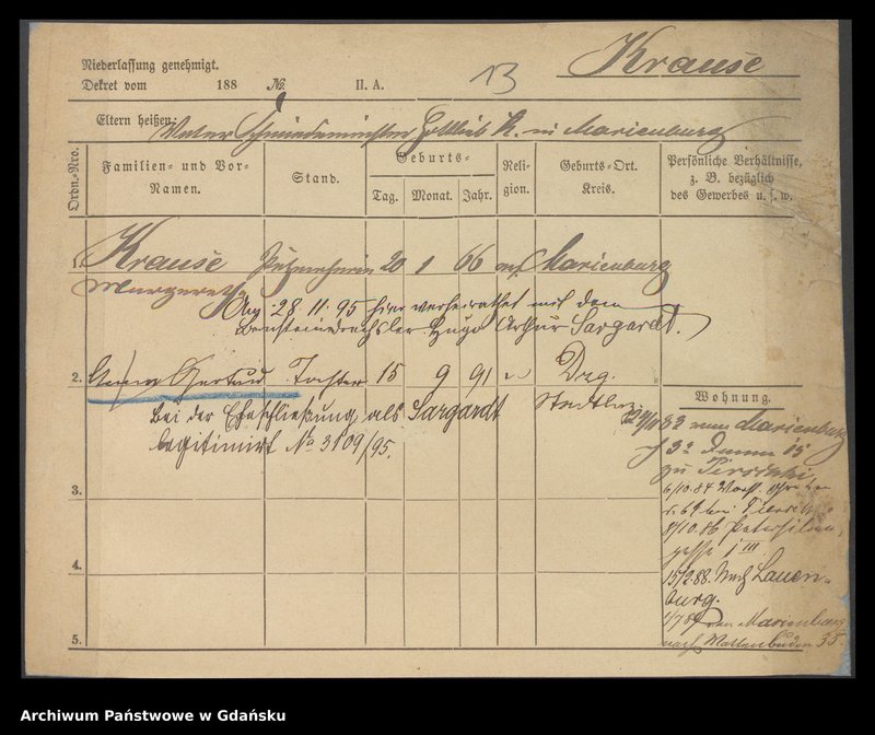 image.from.unit.number "Karty meldunkowe: Krause Magdalena - Krause Minna"