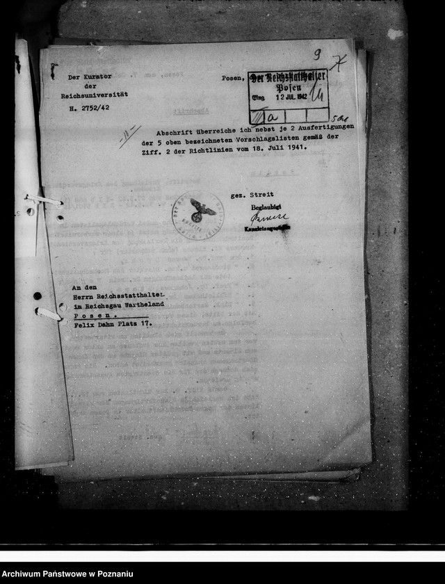 Obraz 14 z jednostki "Kriegsverdienstrauszeichnungen. Vorschläge der Reichsuniversität Posen"