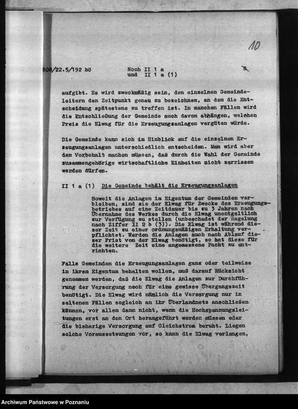 Obraz 14 z jednostki "Erläuterungen zu den Richtlinien für die Übertragung gemeindlicher Elektrizitätsversorgungsunternehmen auf die Elektrizitätswerke Wartheland A.G. - Posen"