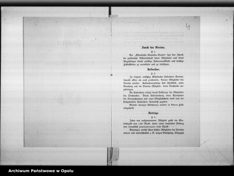 Obraz 8 z jednostki "Acta des Magistrats zu Oppeln betreffend Statuten des Eisenbahn - Beamten-Vereins Vol. I"