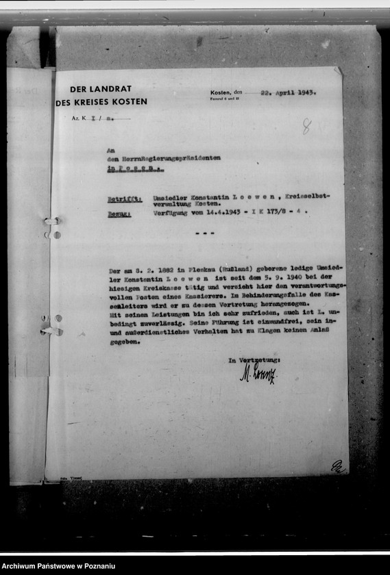 Obraz 12 z jednostki "Lowen, Konstantin - Umsiedler, urzędnik, Willy Woeste, Fischer, Wetter"