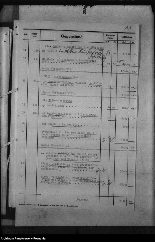 Obraz 15 z jednostki "Kostenvoranschlag. Neugestaltung des Schlosses zu Posen"