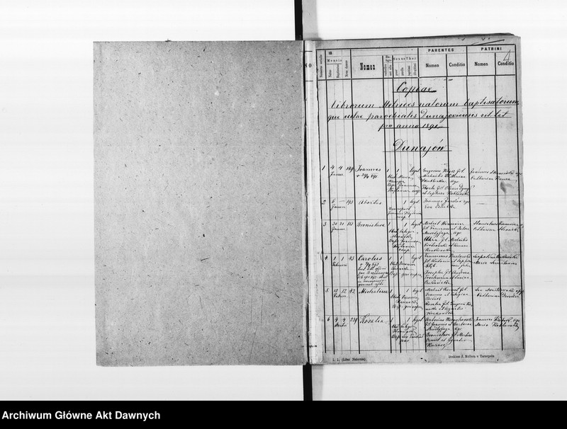 image.from.unit.number "Parafia: Dunajów. Dekanat: Brzeżany. Księga metrykalna urodzeń, ślubów i zgonów dla miasta Dunajów i wsi: Białe, Ciemierzyńce, Kropiwna*, Nowosiółka, Podusów, Poluchów, Potoczany, Rekszyn z Pisarówką, Wicyń*."