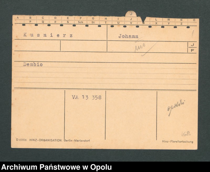 Obraz 3 z jednostki "[Kusnierz Johann, Dembio]"
