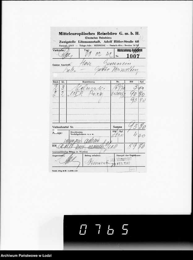 Obraz 16 z jednostki "4. Kassenbelege von nr 627- 846"