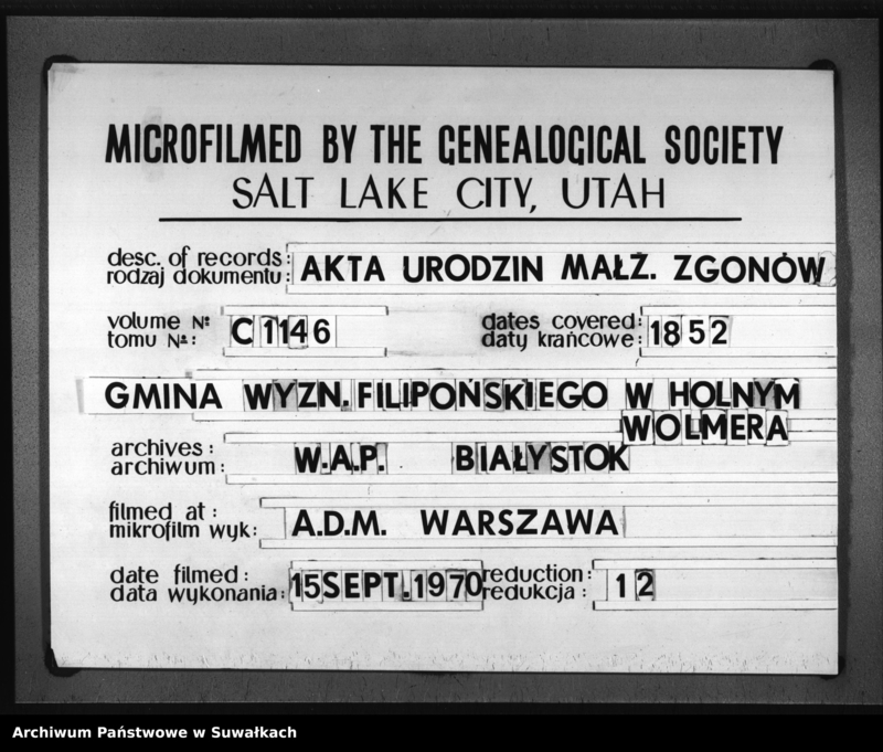 image.from.unit.number "Duplikat Sekty Filiponów Gminy Hołny Wolmera z 1852 r."