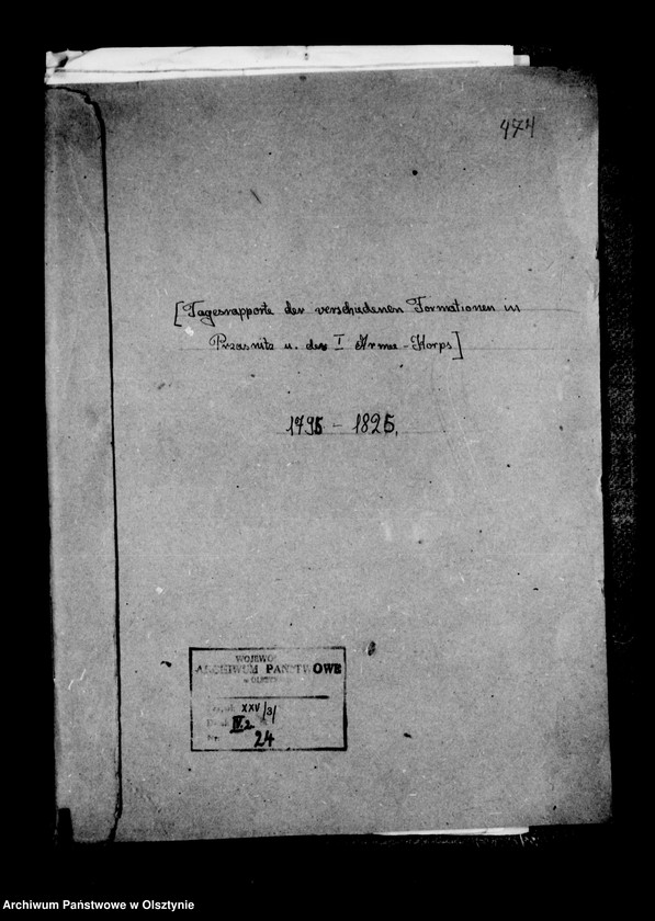 Obraz 3 z jednostki "/Tagesrapporte der verscchiedenen Formationen in Przasnitz und des I. Armee- Korps/"