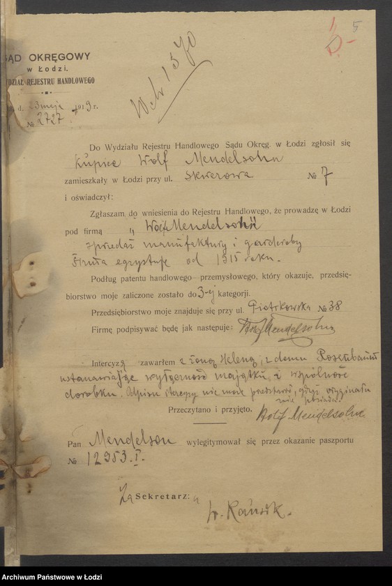 Obraz 7 z jednostki "Wolf Mendelsohn - sprzedaż manufaktury i garderoby"