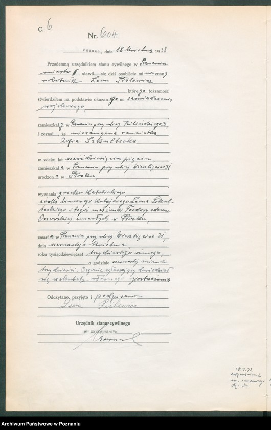 Obraz 8 z jednostki "Księga miejscowa zgonów tom II [Rejestr główny zgonów]"