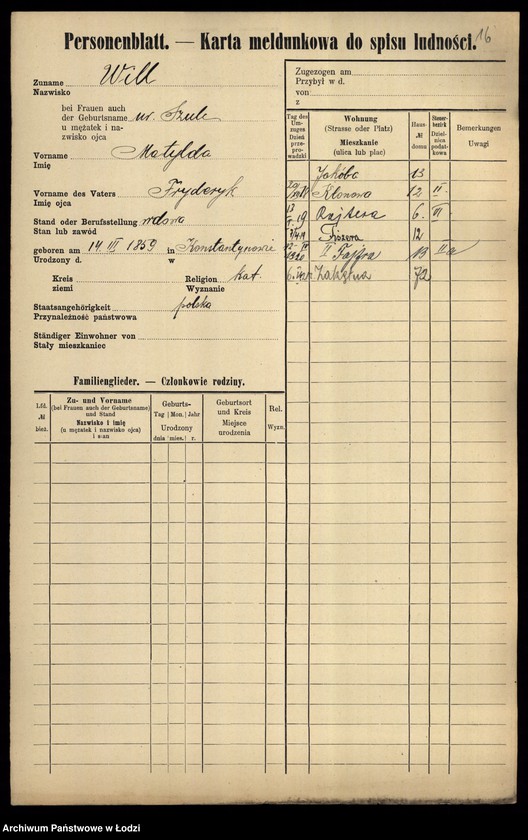 Obraz 18 z jednostki "[Spis ludności Łodzi] Wiktoszewska - Wilde"