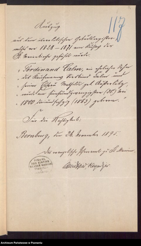 Obraz 16 z jednostki "Die von den Verlobten beigebrachten Urkunden zur Eheschliessung pro 1896"