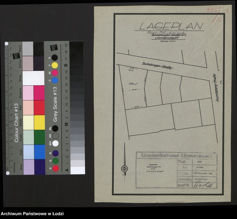 Obraz 1 z jednostki "Lageplan Berlichingen-Straße Nr 3 Litzmannstadt"