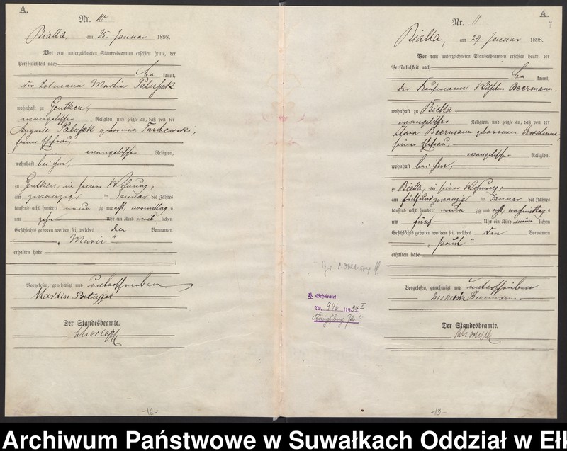 image.from.unit.number "Geburts-Haupt-Register des Königlichen Preussischen Standes-Amtes Bialla Kreis Johannisburg"