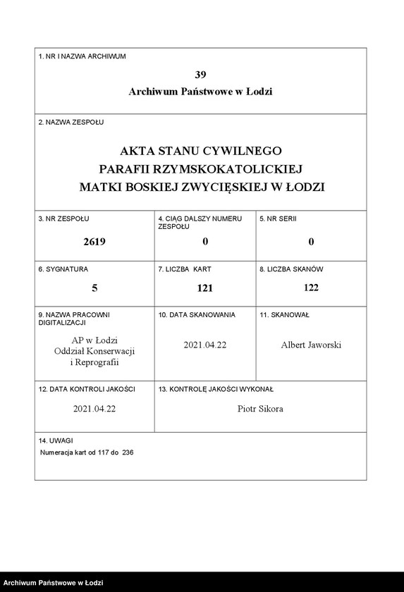 Obraz 1 z jednostki "Akta małżeństw"