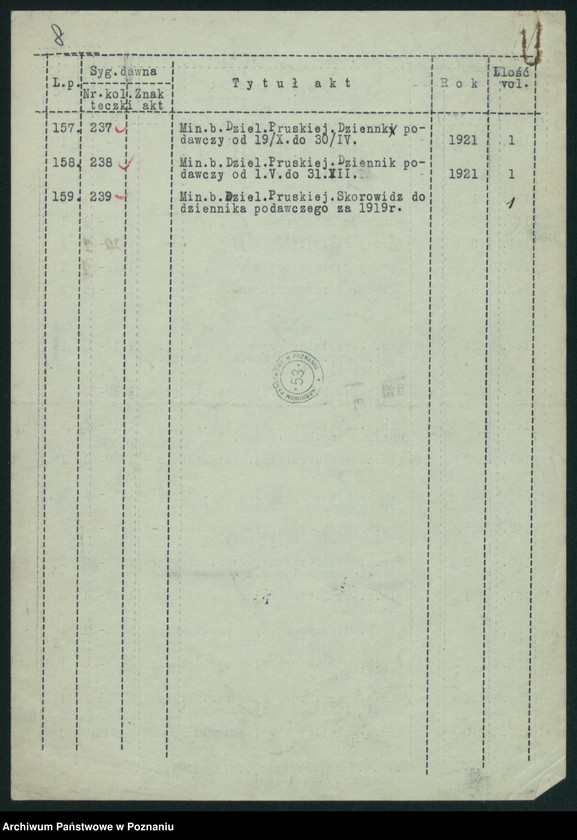 Obraz 10 z jednostki "[Spis akt byłego Ministerstwa byłej Dzielnicy Pruskiej...]"