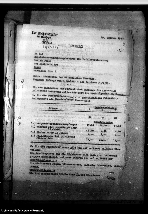 Obraz 7 z jednostki "Unterstützung an Stelle von Sozialversicherung für Polen. Erlass des Reichsarbeitsministeriums vom 26. 8. 1942 "Polenstatut"."