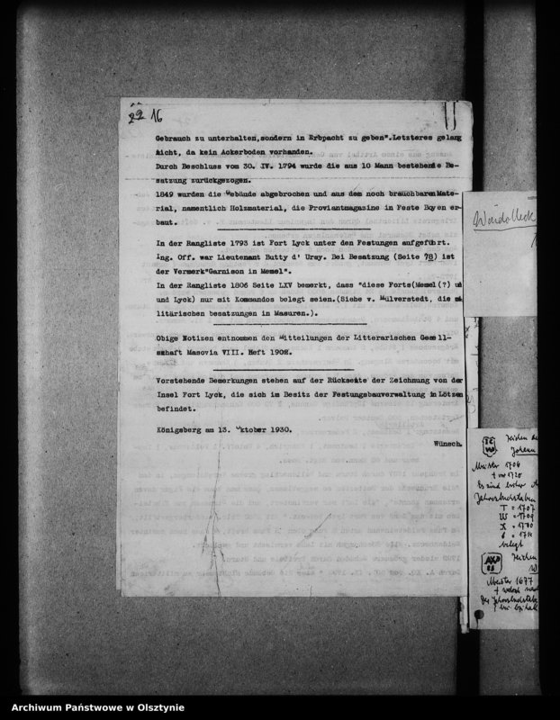 image.from.unit.number "Johannisburg, Schloss, Fort Lyck"