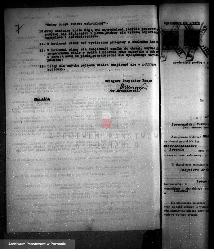 Obraz 11 z jednostki "Zatwierdzenie zakładu przemysłowego /fabryki papy/ w Lesznie, własność R. Łaska"