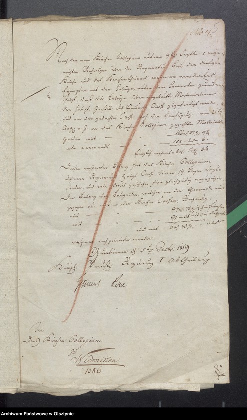 image.from.unit.number "Beläge zur 1819/1820 Jahres Kirchen Rechnung von Widminnen"