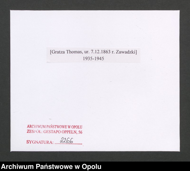 Obraz 2 z jednostki "[Gratza Thomas, ur. 7.12.1863 r. Zawadzki]"