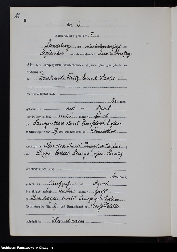 image.from.unit.number "Heiraths-Neben-Register Nr 1 - 11 [ Księga małżeństw - wtóropis ]"