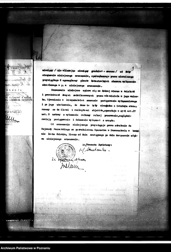 Obraz 13 z jednostki "Sprawy ogólne dotyczące wyłączeń z art.. 4 i 5 ustawy o wykonaniu reformy rolnej z terenu powiatu inowrocławskiego"