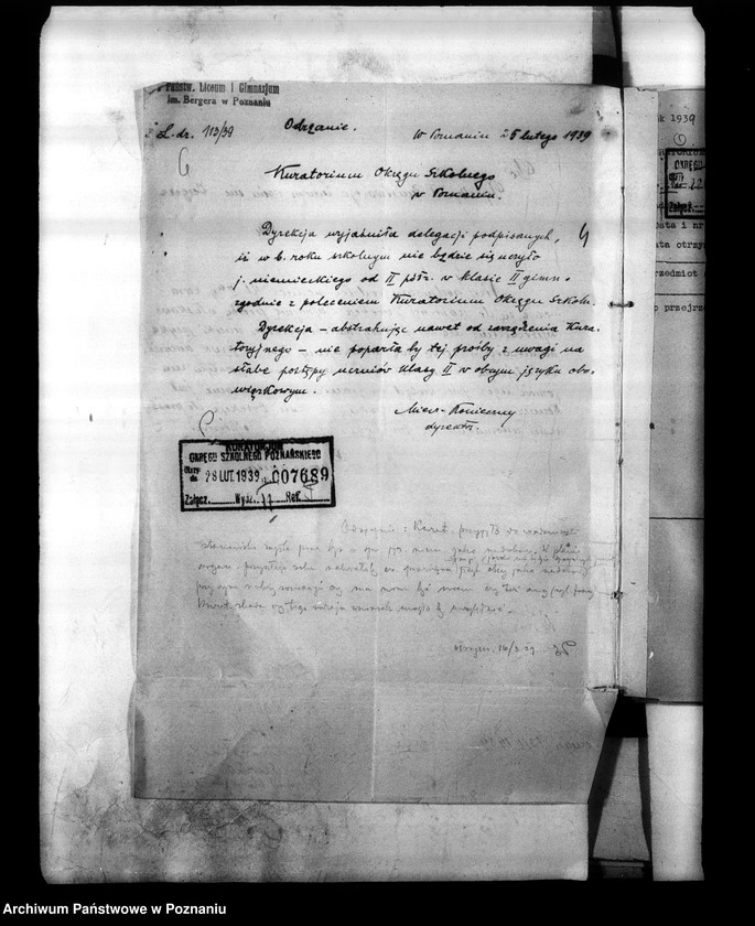 Obraz 10 z jednostki "Państwowe Liceum i Gimnazjum Męskie imienia Bergera w Poznaniu [korespondencja, między innymi spis abiturientów]"