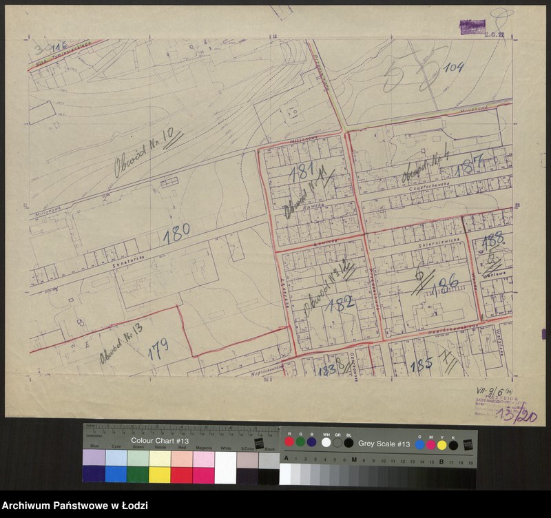 Obraz 1 z jednostki "Plan m. Łodzi 1:2000 z oznaczeniem podziału miasta na Obwody Komitetów Blokowych. Sekcja SO 22"