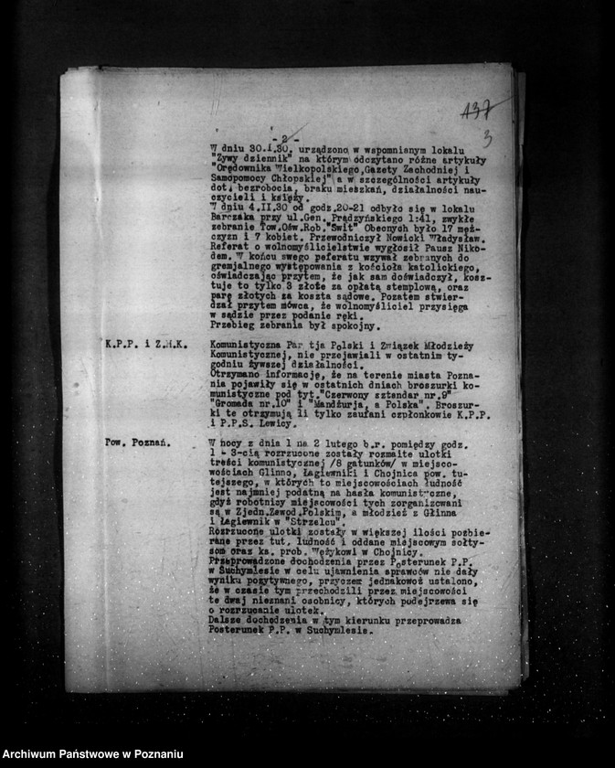 Obraz 7 z jednostki "Sprawozdania sytuacyjne tygodniowe za czas od 1 lutego do 28 lutego 1930 r."