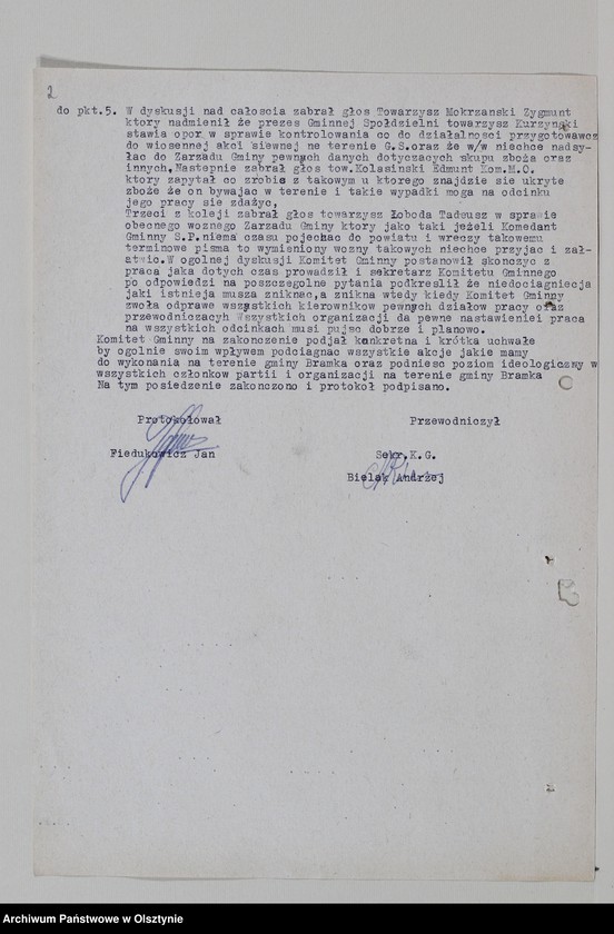 image.from.unit "Protokoły zebrań wyborczych /1950-1951/, posiedzeń plenarnych, egzekutywy, narad aktywu partyjnego, plany pracy, sprawozdania, ankiety sprawozdawcze /1949-1954/ Komitetu Gminnego PZPR"
