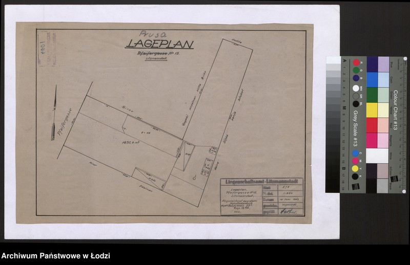 Obraz 1 z jednostki "Lageplan Pfeifergasse No 15 Litzmannstadt"