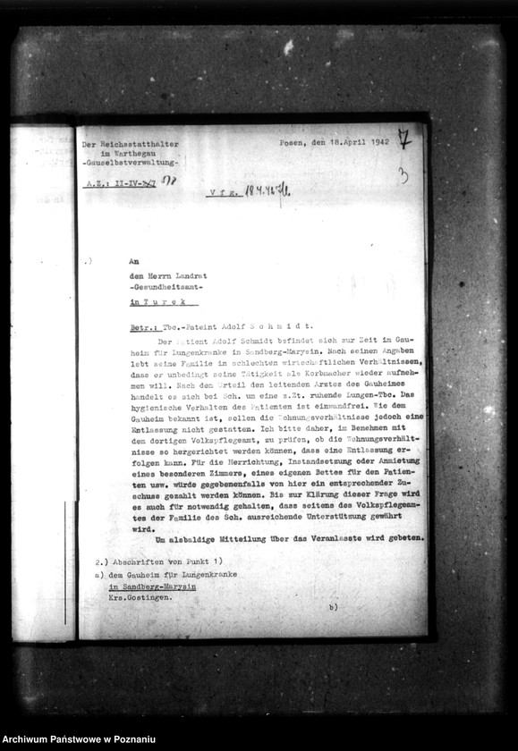 Obraz 7 z jednostki "Aufnahme und Entlassung von Deutschen Tbc-Kranken."