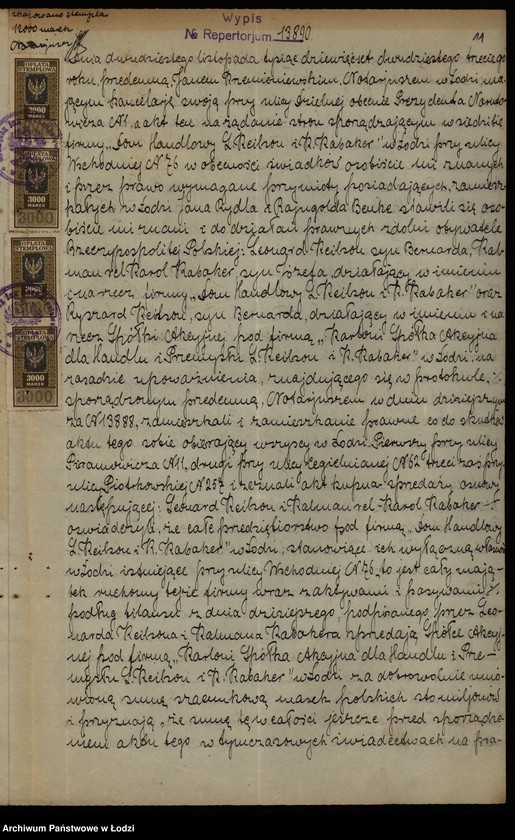 Obraz 13 z jednostki "„Dom Handlowy Leonard Keilson i Kalman Kabaker” – import i handel przędzą, towarami manufakturowymi i artykułami technicznymi"