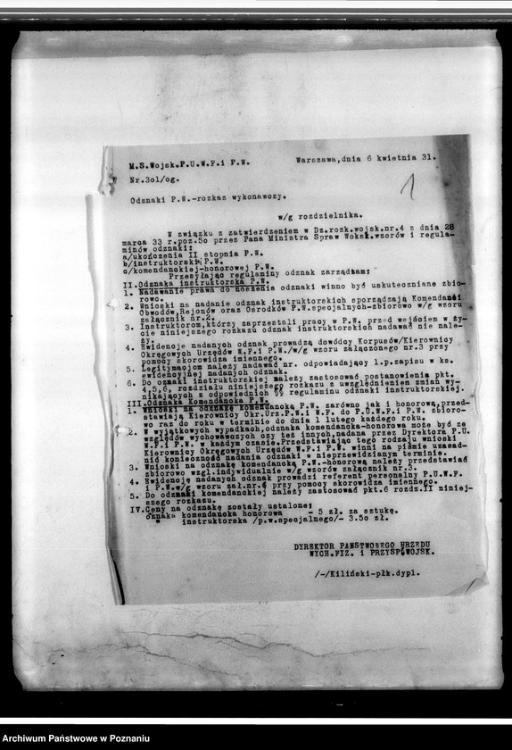 Obraz 5 z jednostki "Korespondencja Związku-rozkazy wykonawcze, wytyczne do pracy Związku Rezerwistów, zarządzenia w sprawie ulg kolejowych, sprawy personalne, sprawozdania z działalności"