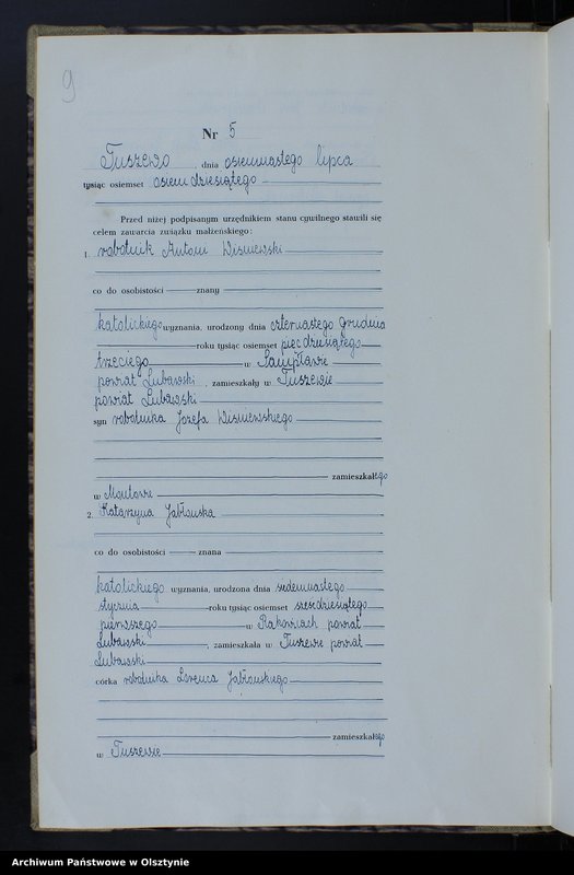 image.from.unit.number "Księga małżeństw Nr 1 - 8,1 - 5,1 - 9 i 1 - 11 /przepisana w języku polskim z oryginału niemieckiego w dniach 4.08.-8.08.1950/"