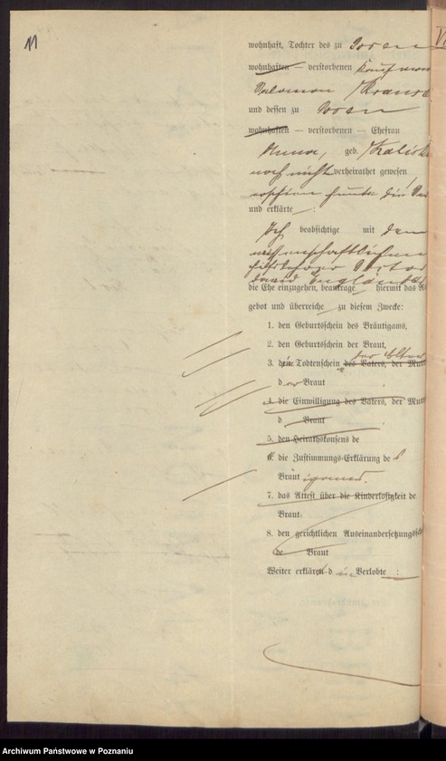 Obraz 13 z jednostki "Die von den Verlobten beigebrachten Urkunden zur Eheschliessung pro 1897"