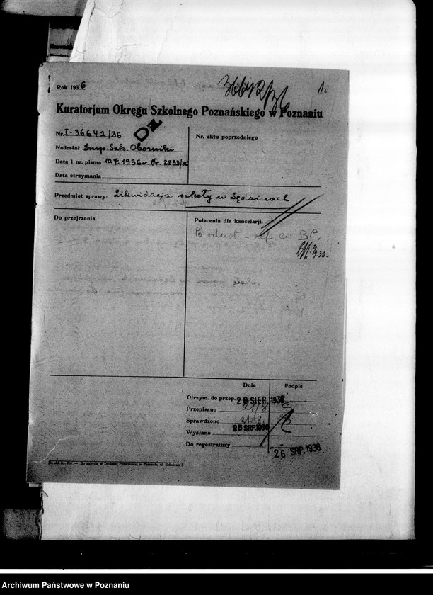 Obraz 4 z jednostki "Szkoła Powszechna- Sędzin, powiat Szamotuły"