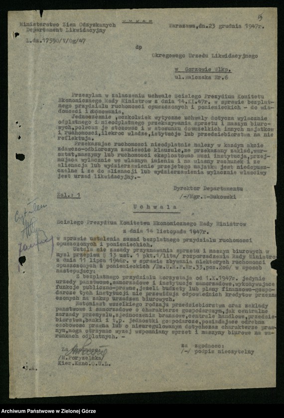Obraz 7 z jednostki "Zarządzenia i okólniki Okręgowego Urzędu Likwidacyjnego"