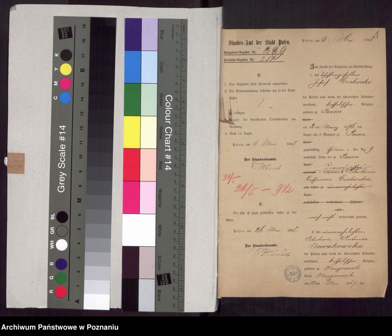 Obraz 3 z jednostki "Die von den Verlobten beigebrachten Urkunden zur Eheschliessung pro 1898"