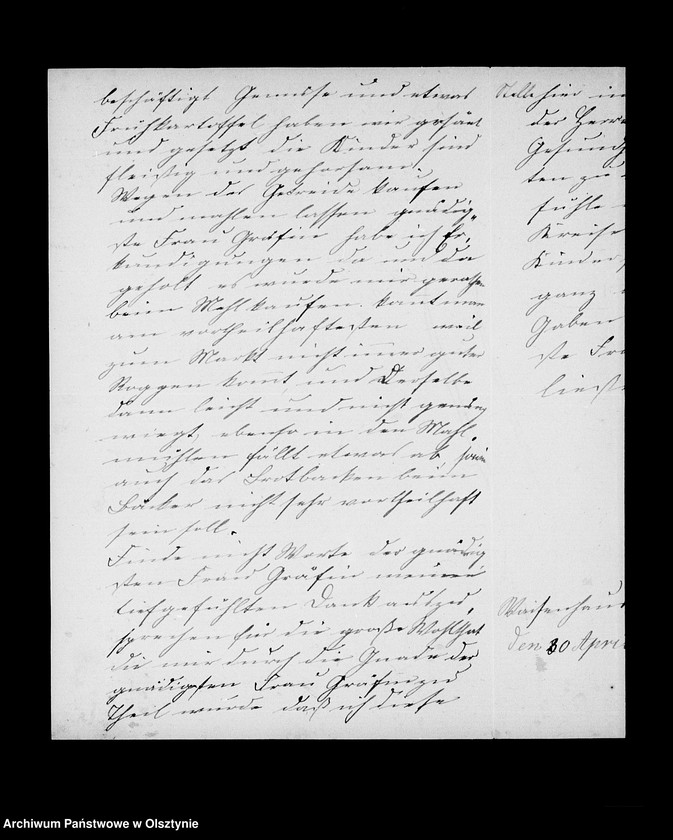 image.from.unit.number "/Monatsberichte der Weisenmutter Louise Fischer u. ihrer Tochter in Drengfurth- Vorstadt an Anna Gfin Lehndorff geb. Hahn/"