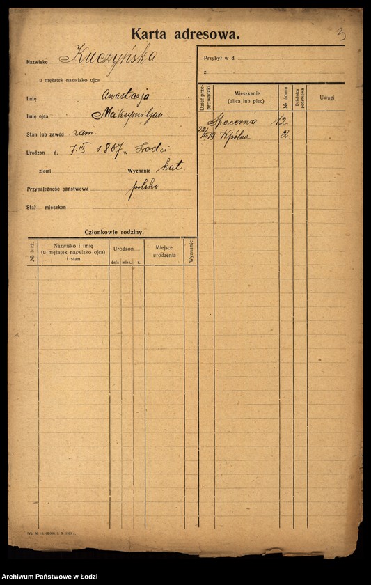 Obraz 5 z jednostki "[Spis ludności Łodzi] Kuczyńska - Kujawiński"