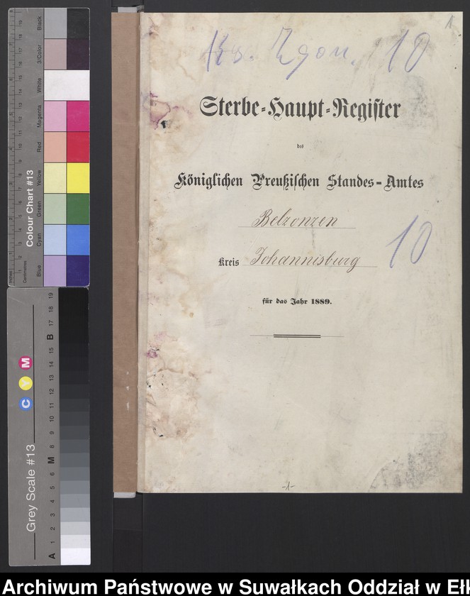 Obraz z jednostki "Sterbe-Haupt-Register des Königlichen Preussischen Standes-Amtes Belzonzen Kreis Johannisburg"