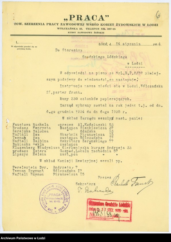 Obraz 9 z jednostki "Tow. Szerzenia Pracy Zawodowej wśród Kobiet Żydowskich "Praca" w Łodzi"