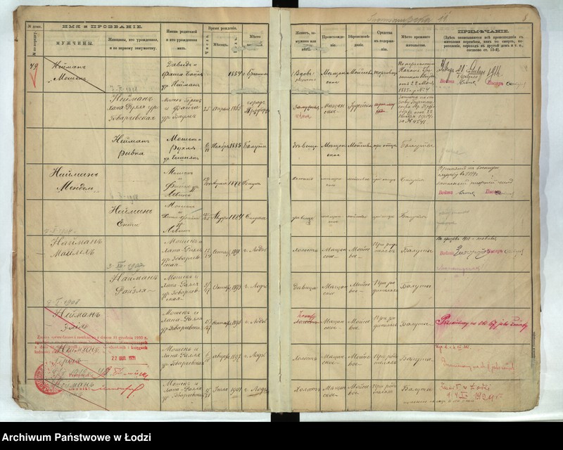 Obraz 7 z jednostki "[Księga ludności stałej m. Łodzi guberni piotrkowskiej - Dzielnicy Bałuty nr domu 49-58]"