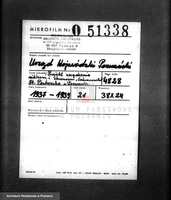 Obraz 2 z jednostki "Zatwierdzenie projekt urządzenia niklowni i chromowni Galwanometal St. Perkowska w Poznaniu"