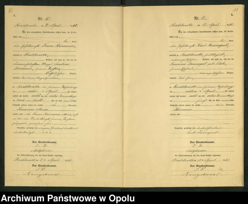 image.from.unit.number "Geburts-Neben-Register Standesamts Roschkowitz pro 1886"